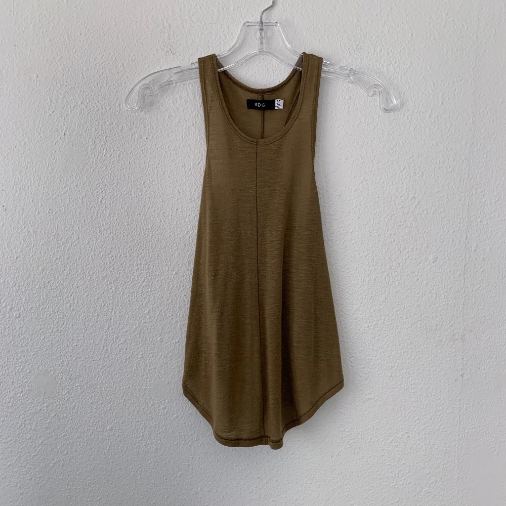 BDG olive green racerback seam detail tank top
